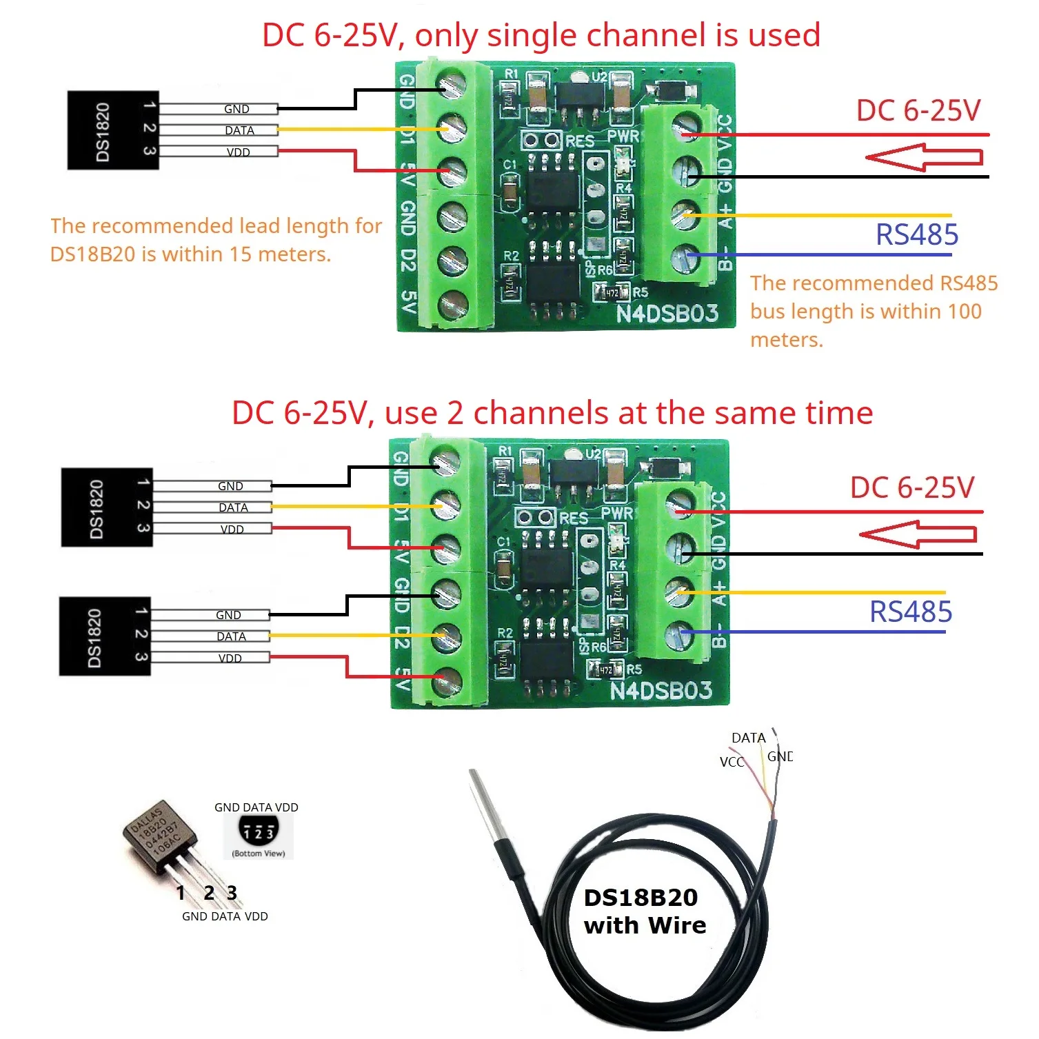 Ds18B20 Temperature Sensor - -55 a + 125C DS18B20 Sensor