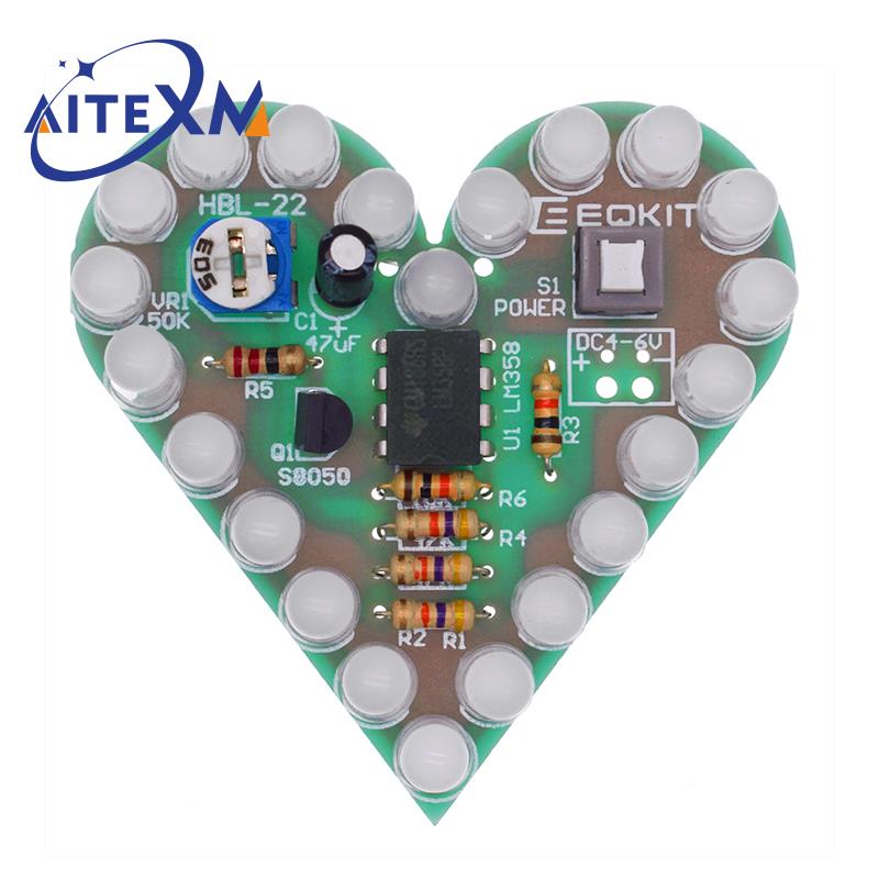 Diy Electronics Lab - Heart Shape Breathing LED Lamp Kit,