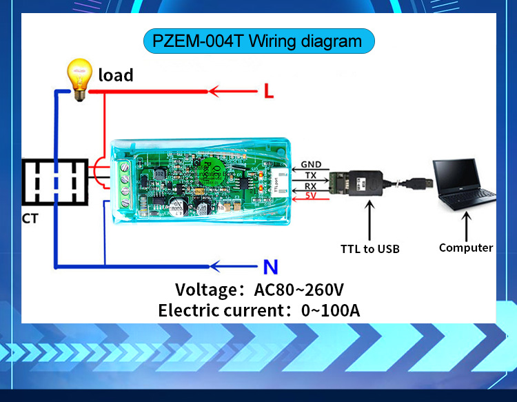PZEM 004T 4.0 Wattímetro Monof - Diy Electronics Store avaliação e preço