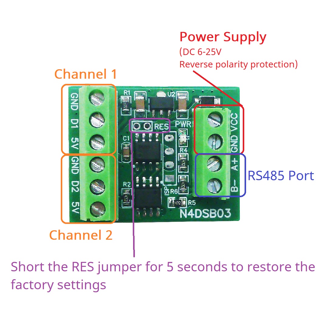 2ch rs485 modbus-55 para + 125 - Ds18B20 Temperature Sensor avaliação e preço